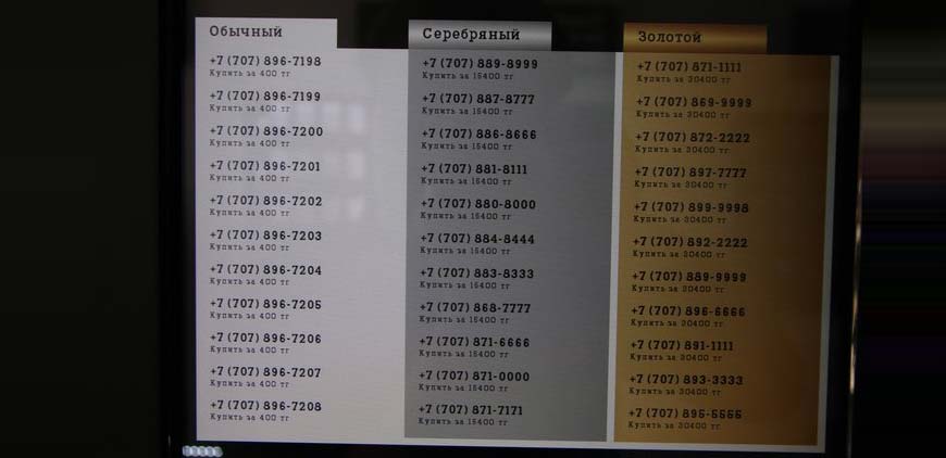 таблица красивых номеров